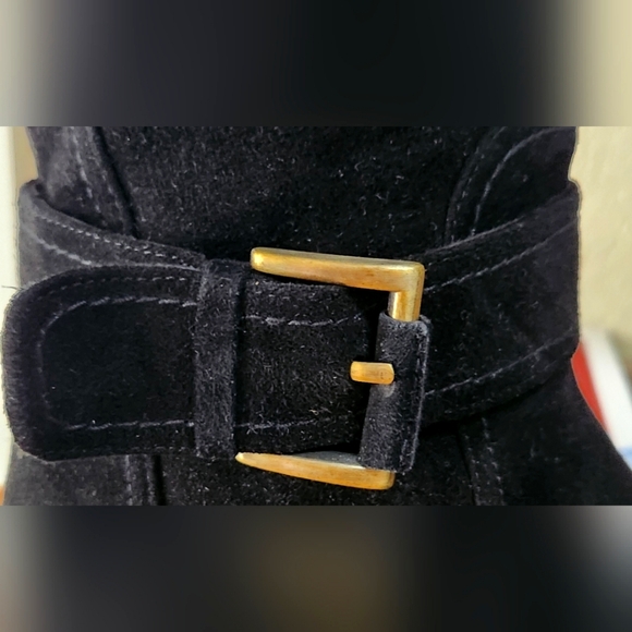 NWOT STUART WEITZMAN BLACK SUEDE KNEE HIGH WEDGE HEELED BOOTS SIZE 6.5 M - Picture 8 of 11